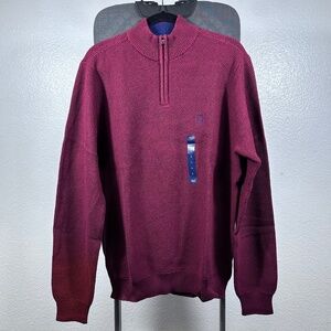 Chaps Men’s Stripe Mock Neck Quarter Zip Sweater Size L